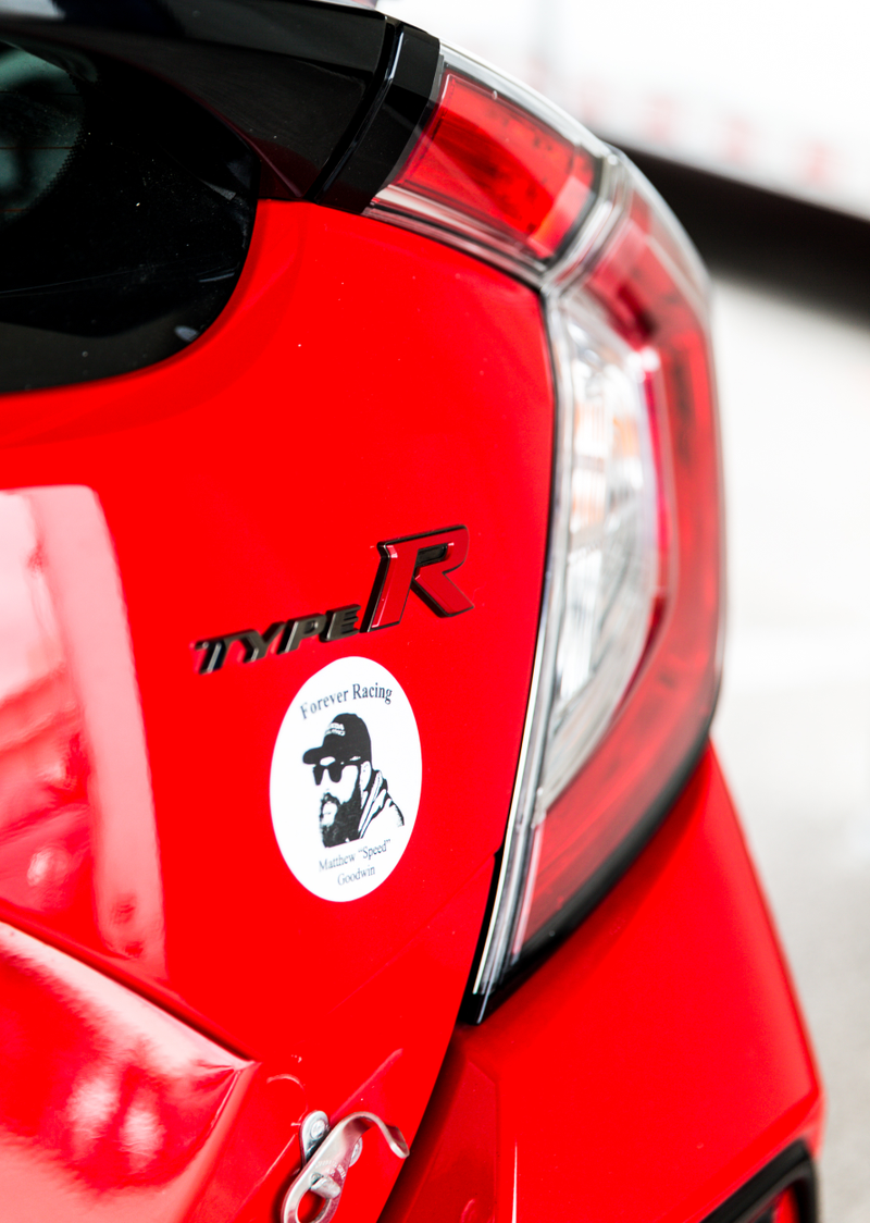 Team HMA’s lead mechanic passed away last year, so the team honored him with a sticker on the car.
